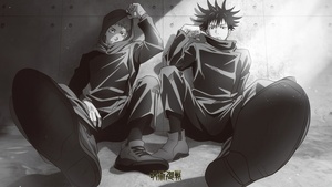Yuji Itadori, Megumi Fushiguro, Jujutsu Kaisen, Monochrome, 4K wallpaper