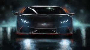 Lamborghini Huracan, Neon, Custom tuning, Digital Art, 4K wallpaper