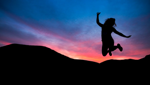 Person, Silhouette, Sunset, Jumping, Mood, Happy, Joy, 4K wallpaper