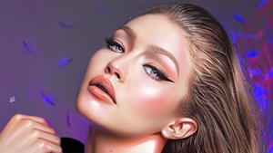 Gigi Hadid, Portrait, American model, Artwork, Paint, Vivid, 4K wallpaper