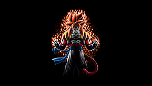Goku, SSJ4 Fusion, AMOLED, Black background, Dragon Ball, 4K wallpaper