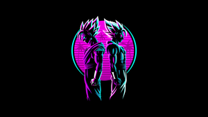 Vegeta, Vegito, Fusion, Dragon Ball Z, Neon, AMOLED, Black background, 4K wallpaper