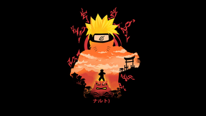 Naruto, Digital Art, Black background, AMOLED, 4K wallpaper