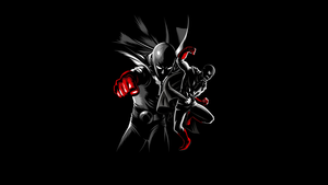 One Punch Man, Saitama, AMOLED, Black background, 4K wallpaper