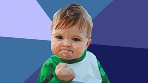 Success, Meme, Cute kid, Funny, Low poly, 4K wallpaper