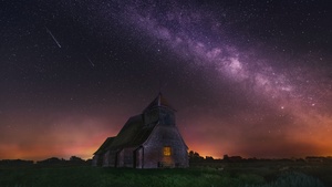 Milky Way, Outer space, Night time, Starry sky, Astronomy, Ancient architecture, Iconic, 4K wallpaper