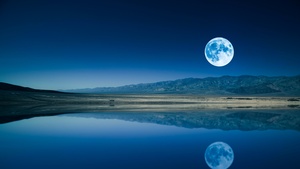 Full moon, Night time, Lake, Body of Water, Reflection, Landscape, Scenery, Sunset, Dusk, Clear sky, 4K wallpaper