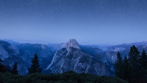 OS X El Capitan, Summit, Night, Starry sky, Mountains, Landscape, California, 4K wallpaper