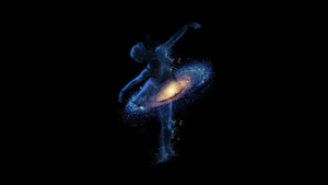 Galaxy, Dance, Girl, Dream, Astronomical, Black background, 4K wallpaper