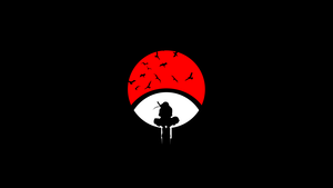 Itachi Uchiha, Minimalist, Naruto, Black background, Minimal art, AMOLED, Simple, 4K wallpaper