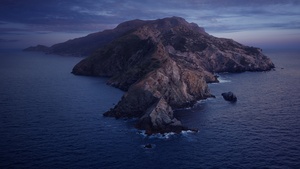 macOS Catalina, Cold, Mountains, Island, Night, Stock, 4K wallpaper