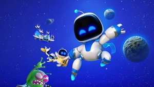 Astro Bot, 2024 Games, PlayStation 5, Blue background, 4K wallpaper