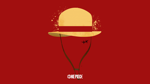 Monkey D. Luffy, Hat, Minimalist, Red background, One Piece, 4K wallpaper