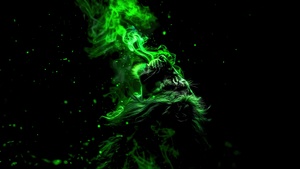 Lion, Green aesthetic, AMOLED, Smoke, Black background, Dark theme, 4K wallpaper