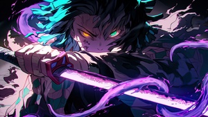 Tanjiro Kamado, Colorful anime, AI art, Demon Slayer: Kimetsu no Yaiba, 4K wallpaper