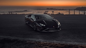 Novitec Lamborghini Huracán EVO RWD, Black cars, Sunset, 2021, 4K wallpaper