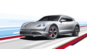 Porsche Taycan 4S Cross Turismo, White background, 2021, 4K wallpaper