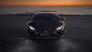 Novitec Lamborghini Huracán EVO RWD, Black cars, Sunset, 2021, 4K wallpaper