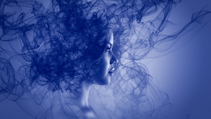 Woman, Girl, Blue, Smoke, Dream, 4K wallpaper