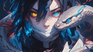 Demon Slayer: Kimetsu no Yaiba, Obanai Iguro, AI art, 4K wallpaper