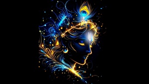 Lord Krishna, Black background, Hindu God, AMOLED, Hinduism, Indian festival, 4K wallpaper
