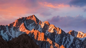 macOS Sierra, Mountain, Peak, Sunset, Evening, Stock, 4K wallpaper