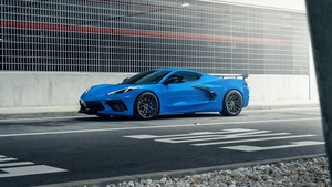 Chevrolet Corvette C8, Blue, Tarmac, 4K wallpaper