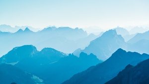 Alpstein, Switzerland, Mountain range, Landscape, Foggy, Aerial view, 4K wallpaper