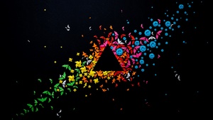 Paper Art, Origami, Triangle, Geometrical, Multicolor, Colorful, Black background, Crafts, 4K wallpaper