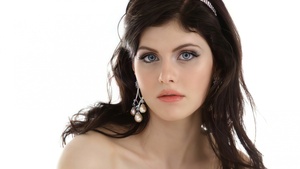 Alexandra Daddario, White background, 4K wallpaper
