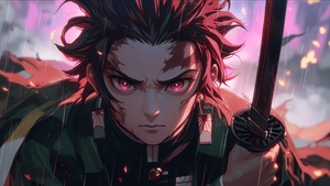Tanjiro Kamado, Intense, Demon Slayer: Kimetsu no Yaiba, Fearless, 4K wallpaper