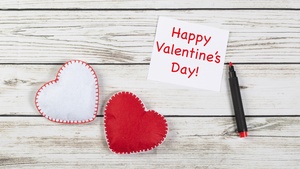 Happy Valentines Day, Red hearts, Wooden background, White heart, Heart shape, February, 4K wallpaper