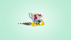 Futurama, Cartoon, TV series, Animated series, Minimalist, Phillip J Fry, Bender (Futurama), Leela (Futurama), 4K wallpaper