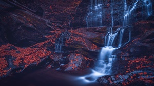 Waterfall, Rocks, USA, 4K wallpaper