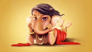 Lord Ganesha, Ganapati Bappa, Yellow background, Hindu God, 4K wallpaper