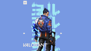 Yoru, Blue background, Valorant agent, 4K wallpaper