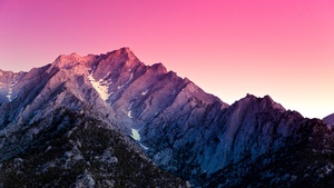Sierra Nevada, Aesthetic, California, Mountains, Evening, Pink sky, Sunset, Gradient background, Scenic, Peak, 4K wallpaper