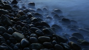 Pebbles, Foggy, Stones, Seashore, Mist, Dark, 4K wallpaper
