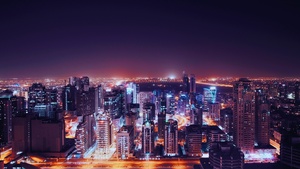 Dubai City, United Arab Emirates, City Skyline, Cityscape, Night time, City lights, Skyscrapers, Modern architecture, 4K wallpaper