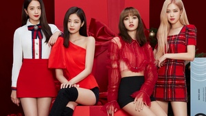 Blackpink, Red background, Jisoo, Jennie, Rose (Blackpink), Lisa, K-Pop singers, 4K wallpaper