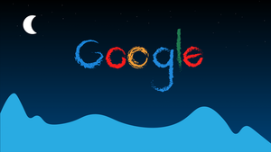 Google, Logo, Typography, Night, Crescent Moon, Half moon, 4K wallpaper