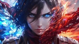 Mikasa Ackerman, AI art, Attack on Titan, 4K wallpaper