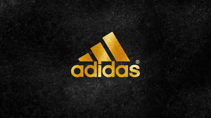Adidas, Golden, Logo, Dark background, 4K wallpaper