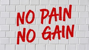 No pain No gain, Brick wall, White background, Motivational quotes, Typography, 4K wallpaper