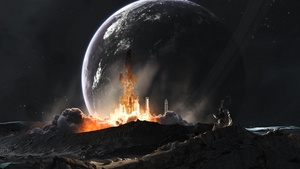 Moon, Rocket launch, Astronaut, Surrealism, Space Travel, Space flight, Space shuttle, 4K wallpaper