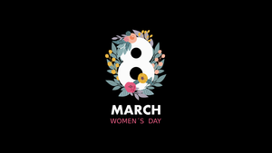 Womens Day, AMOLED, March 8th, Black background, Minimalist, Simple, 4K wallpaper