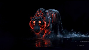 Tiger, Dope, AMOLED, AI art, Black background, 4K wallpaper