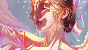 Girl, Portrait, Beautiful, Woman, Girly, Pink, Colorful, Vivid, Illustration, Dream, Paint, 4K wallpaper