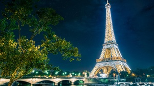 Eiffel Tower, Night time, Glowing lights, Starry sky, Landmark, Famous Place, Tourist attraction, Long exposure, Paris, France, Low Angle Photography, 4K wallpaper