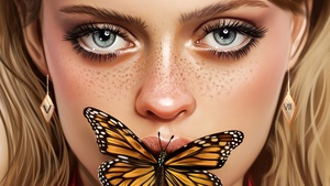 Beautiful girl, Butterfly, Portrait, Paint, Illustration, Vivid, Woman, 4K wallpaper